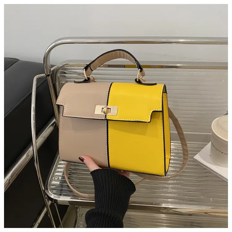 Women's White Brown Crossbody Bag with Gold Lock — feature 25
