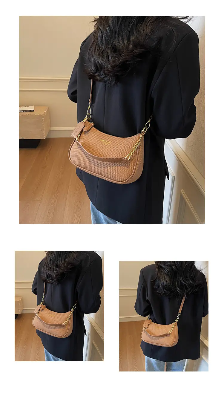 Women's 1-Shoulder Textured Brown Handbag — feature 11