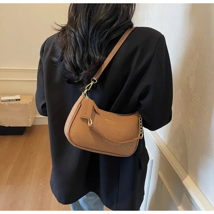 Women's 1-Shoulder Textured Brown Handbag — feature 32