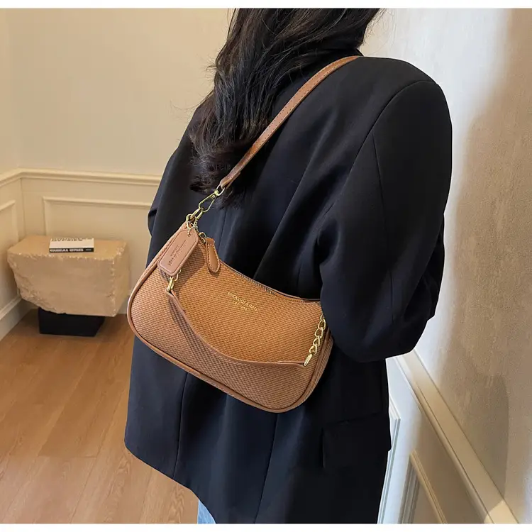 Women's 1-Shoulder Textured Brown Handbag — feature 33
