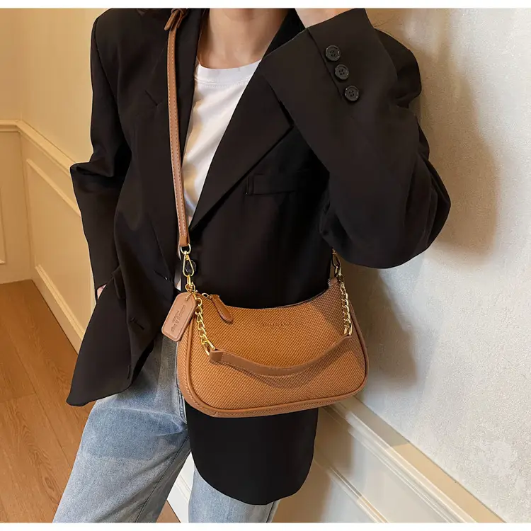 Women's 1-Shoulder Textured Brown Handbag — feature 35