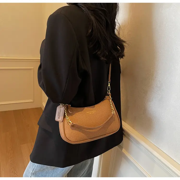 Women's 1-Shoulder Textured Brown Handbag — feature 36