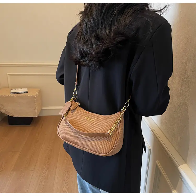 Women's 1-Shoulder Textured Brown Handbag — feature 38