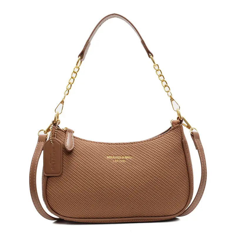 Women's 1-Shoulder Textured Brown Handbag - Image 3