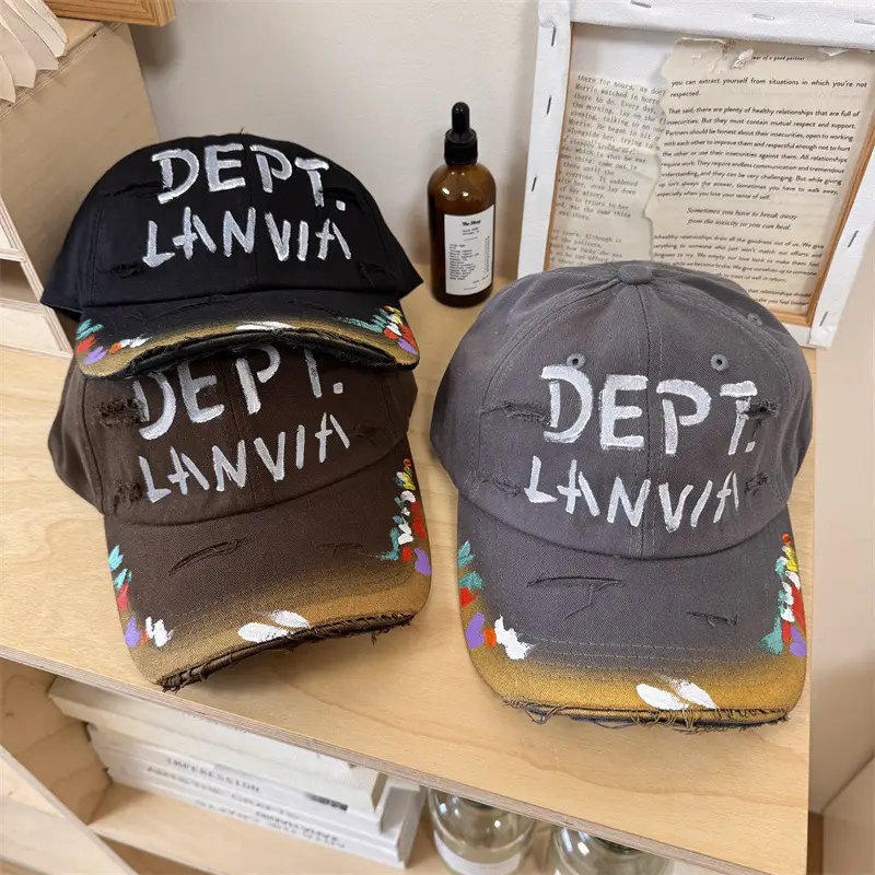 Dept. Lania Distressed Cap Women Black Curved Brim
