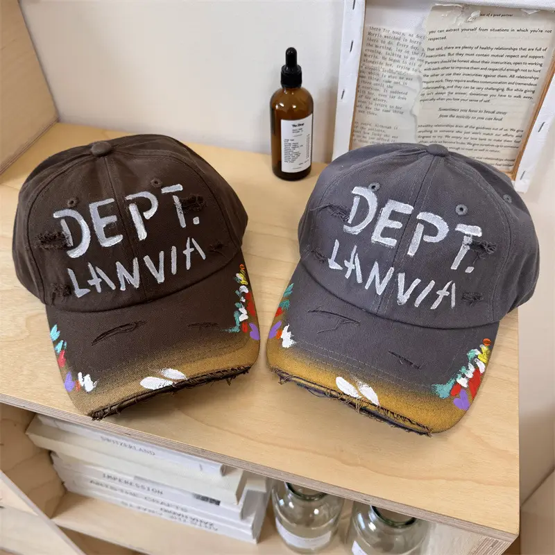 Dept. Lania Distressed Cap Women Black Curved Brim