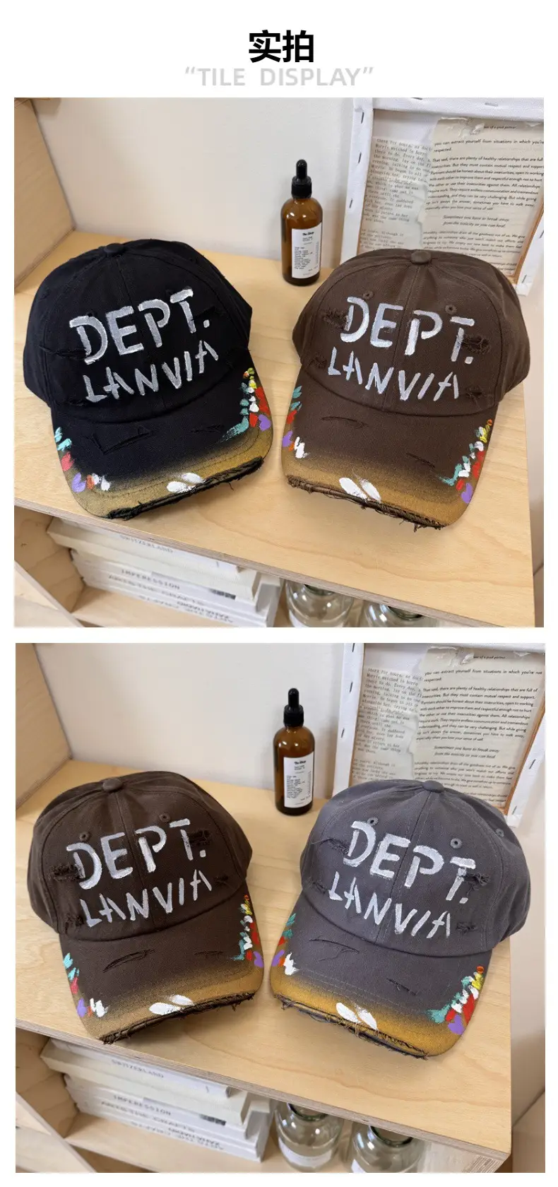 Dept. Lania Distressed Cap Women Black Curved Brim — feature 3