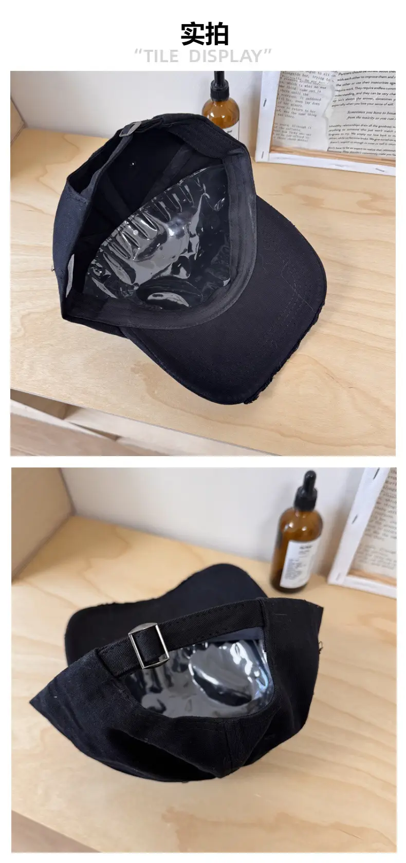 Dept. Lania Distressed Cap Women Black Curved Brim — feature 6