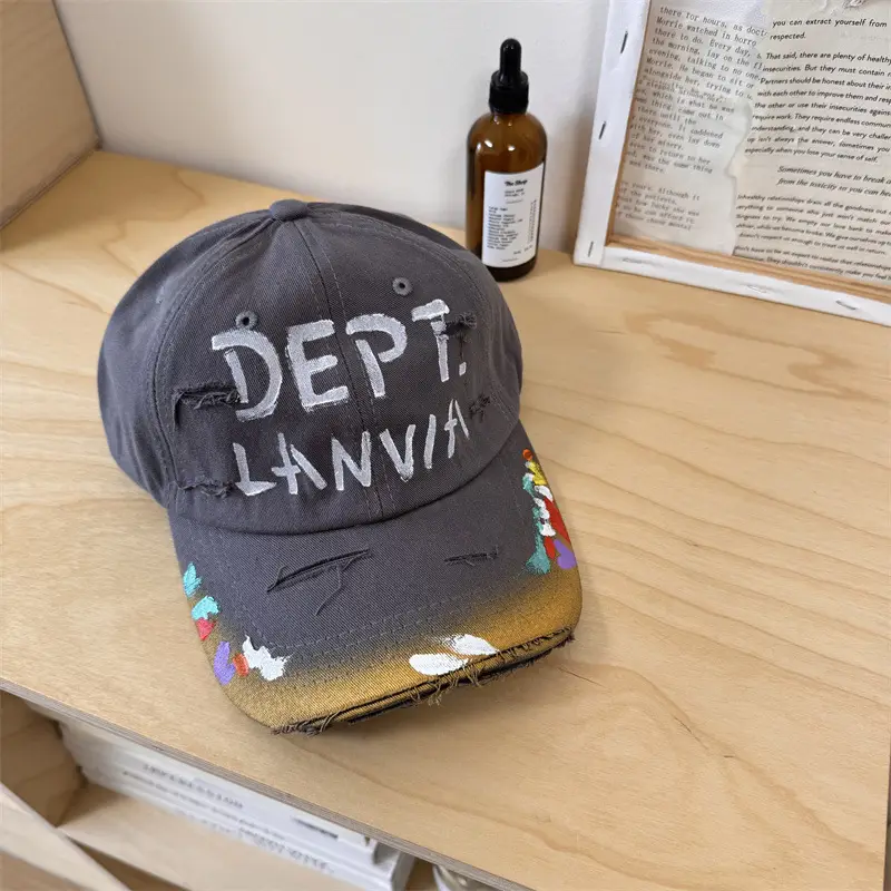 Dept. Lania Distressed Cap Women Black Curved Brim