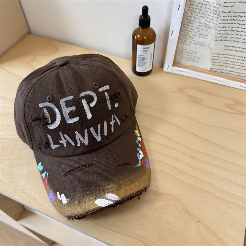 Dept. Lania Distressed Cap Women Black Curved Brim