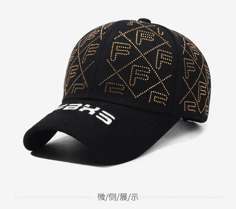 Women's Black Rhinestone F Cap Sunscreen Cap — feature 10