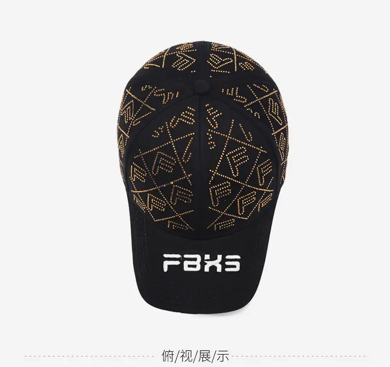 Women's Black Rhinestone F Cap Sunscreen Cap — feature 13