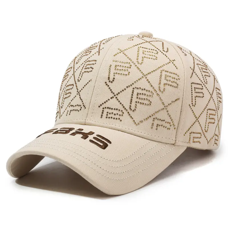 Women's Black Rhinestone F Cap Sunscreen Cap - Image 10