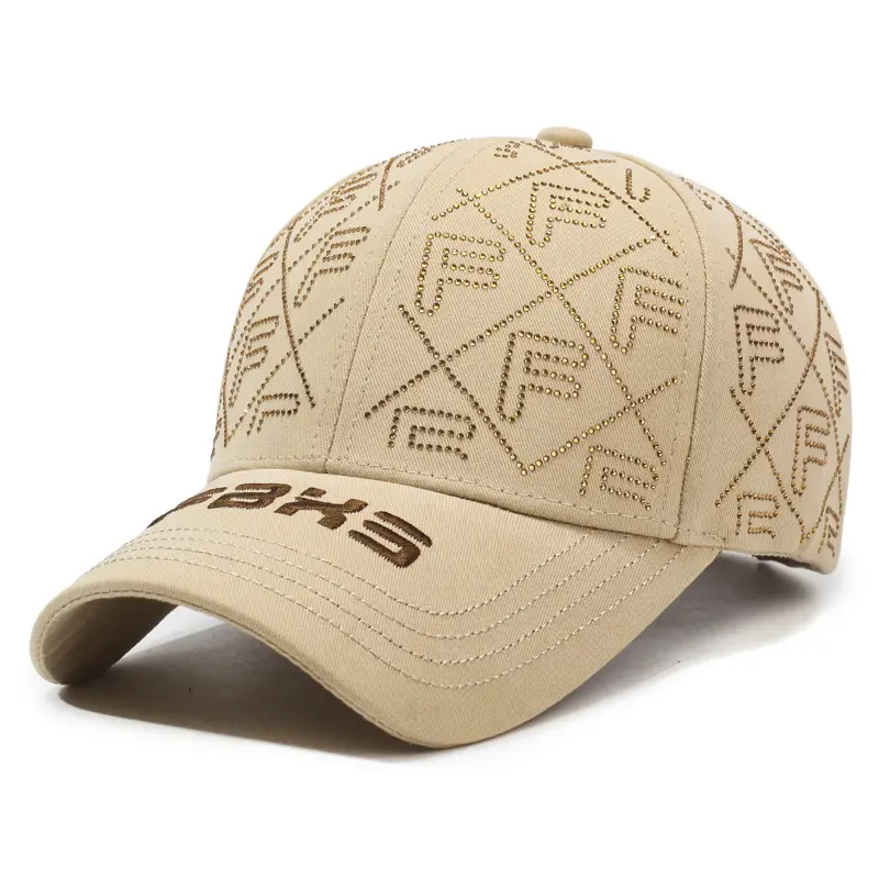 Women's Black Rhinestone F Cap Sunscreen Cap - Image 9