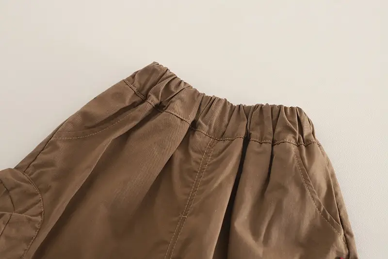 2025 Summer Boys Cotton T-Shirt Shorts Set Brown White — feature 13