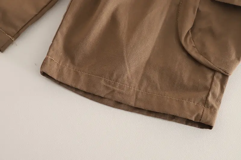 2025 Summer Boys Cotton T-Shirt Shorts Set Brown White — feature 15