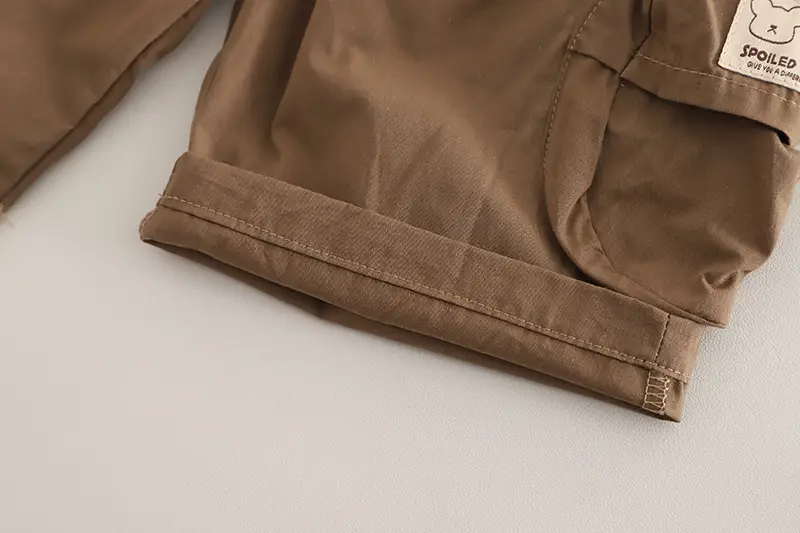 2025 Summer Boys Cotton T-Shirt Shorts Set Brown White — feature 16