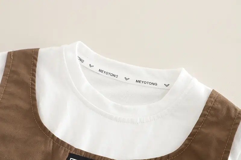 2025 Summer Boys Cotton T-Shirt Shorts Set Brown White — feature 7