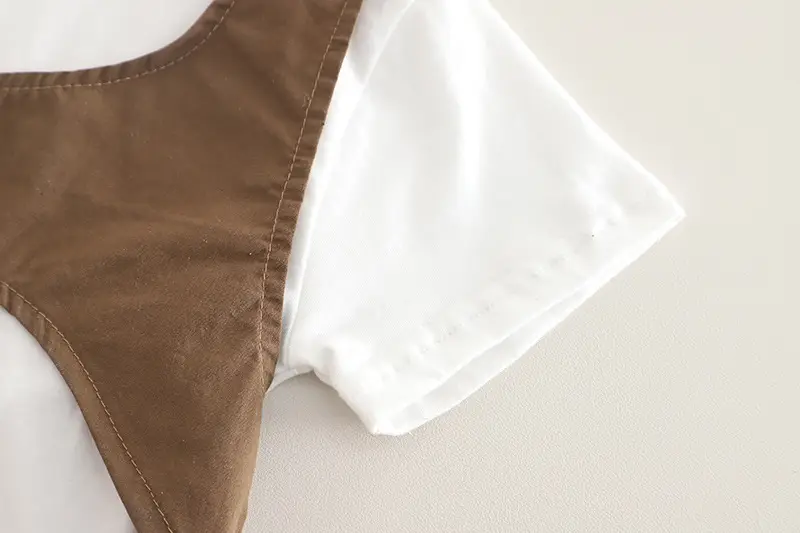 2025 Summer Boys Cotton T-Shirt Shorts Set Brown White — feature 9