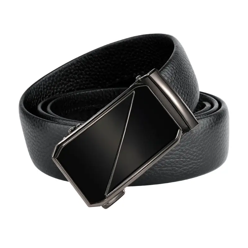 Automatic Buckle Men's Belt Genuine Leather Black - Image 2