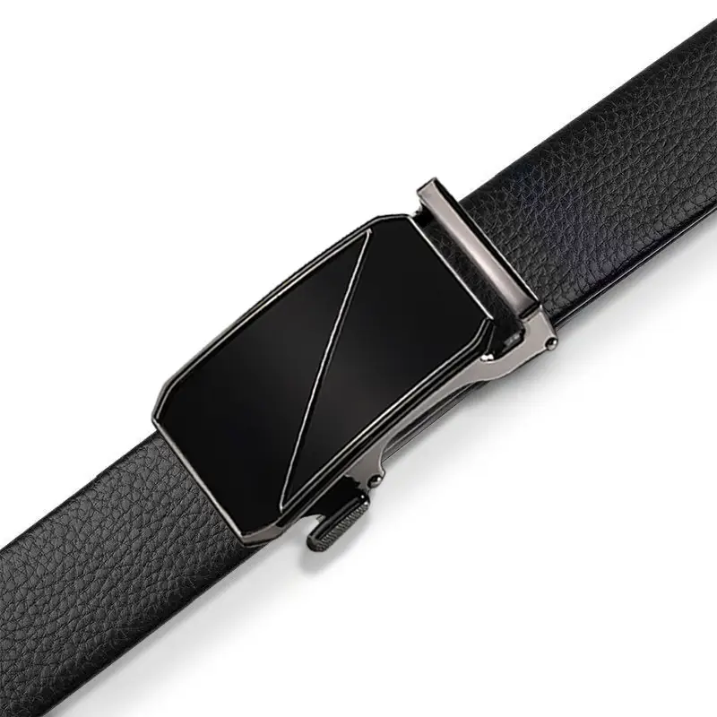 Automatic Buckle Men's Belt Genuine Leather Black - Image 3