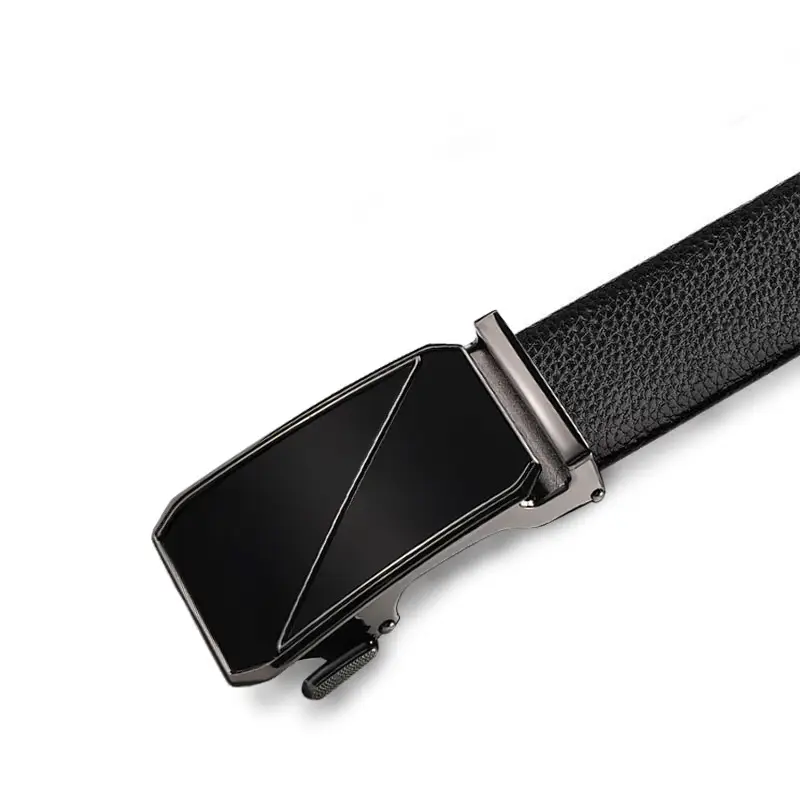 Automatic Buckle Men's Belt Genuine Leather Black - Image 5