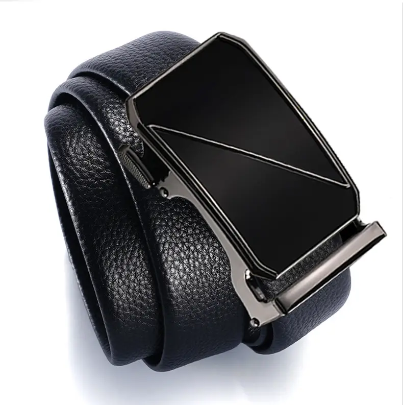 Automatic Buckle Men's Belt Genuine Leather Black — feature 11