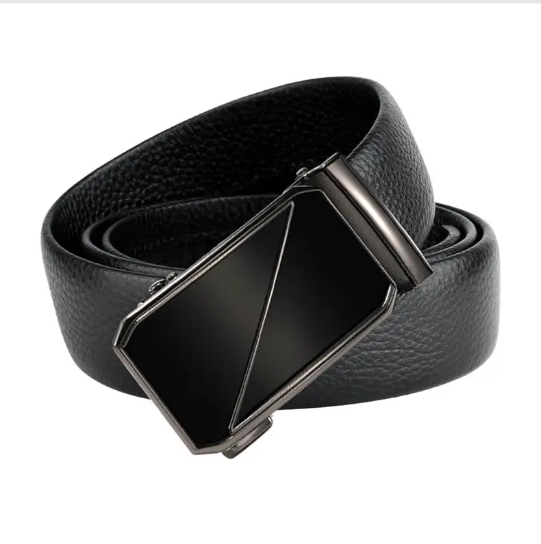 Automatic Buckle Men's Belt Genuine Leather Black — feature 12