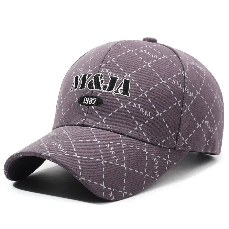 Beige Embroidered Baseball Cap for Men Women Spring Autumn