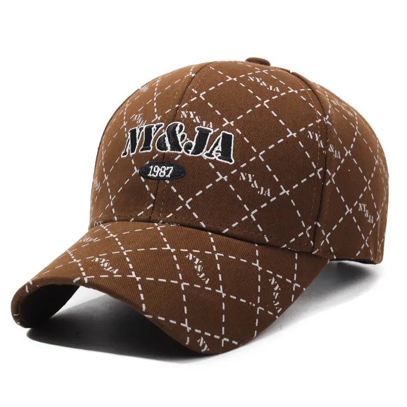 Beige Embroidered Baseball Cap for Men Women Spring Autumn
