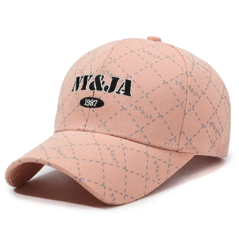 Beige Embroidered Baseball Cap for Men Women Spring Autumn