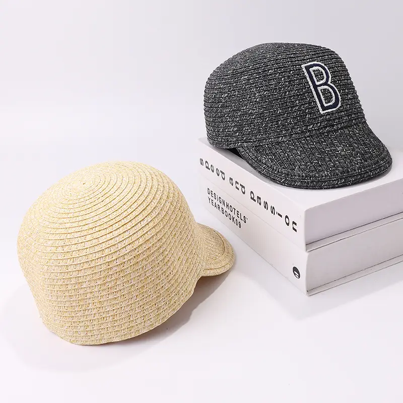 New Straw Letter Cap for Men Women Summer Travel Sunshade Hat