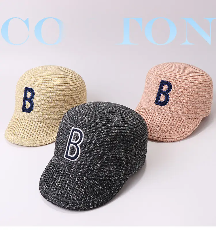 New Straw Letter Cap for Men Women Summer Travel Sunshade Hat — feature 3