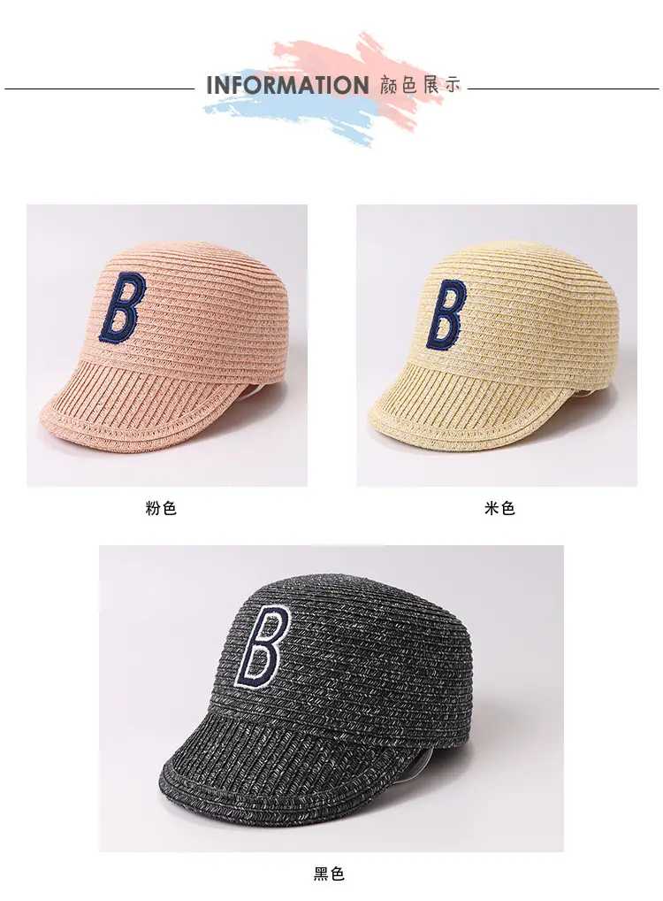 New Straw Letter Cap for Men Women Summer Travel Sunshade Hat — feature 5