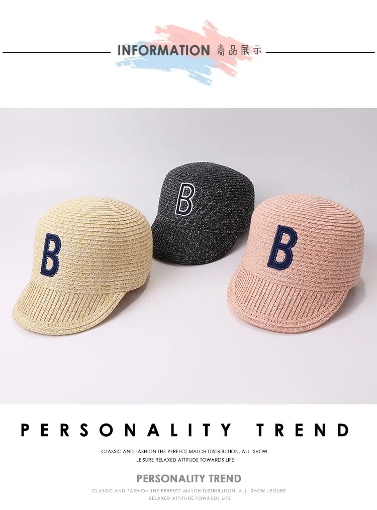 New Straw Letter Cap for Men Women Summer Travel Sunshade Hat — feature 8
