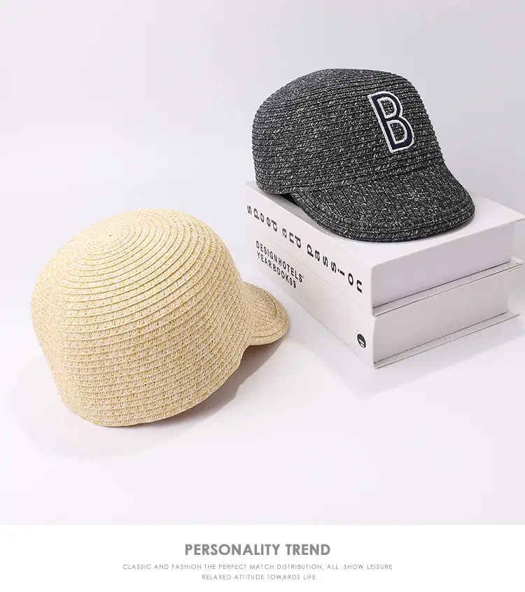 New Straw Letter Cap for Men Women Summer Travel Sunshade Hat — feature 9