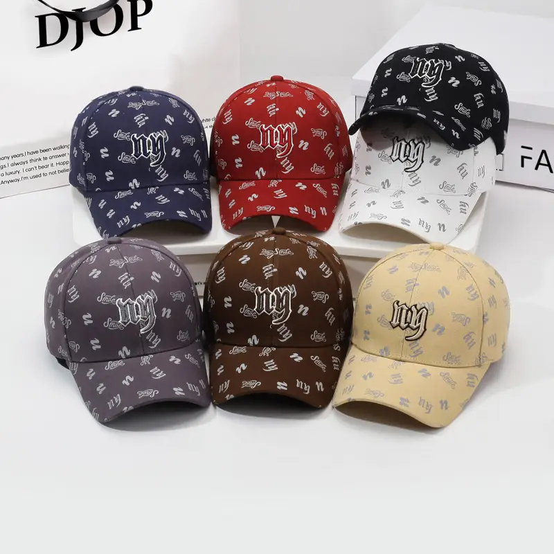 Black Embroidered Baseball Cap with White Letter Print
