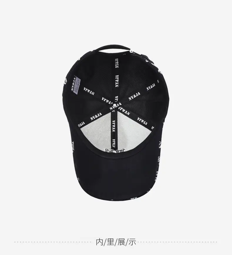 Black Embroidered Baseball Cap with White Letter Print — feature 14