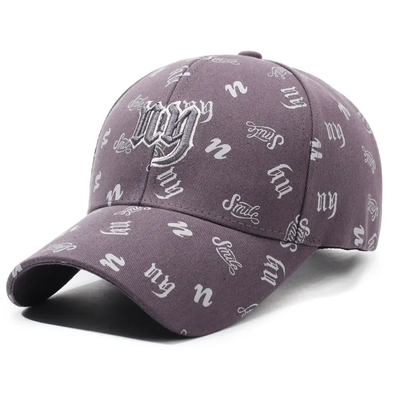 Black Embroidered Baseball Cap with White Letter Print