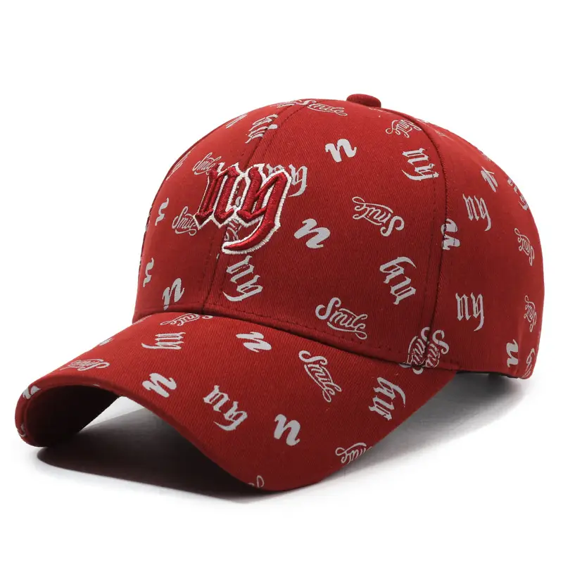 Black Embroidered Baseball Cap with White Letter Print
