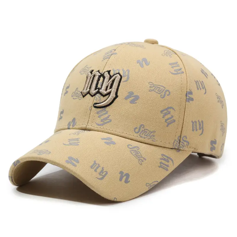 Black Embroidered Baseball Cap with White Letter Print