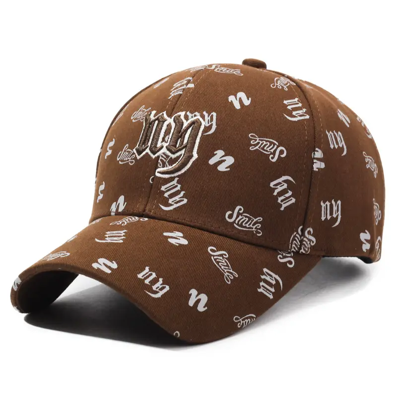 Black Embroidered Baseball Cap with White Letter Print