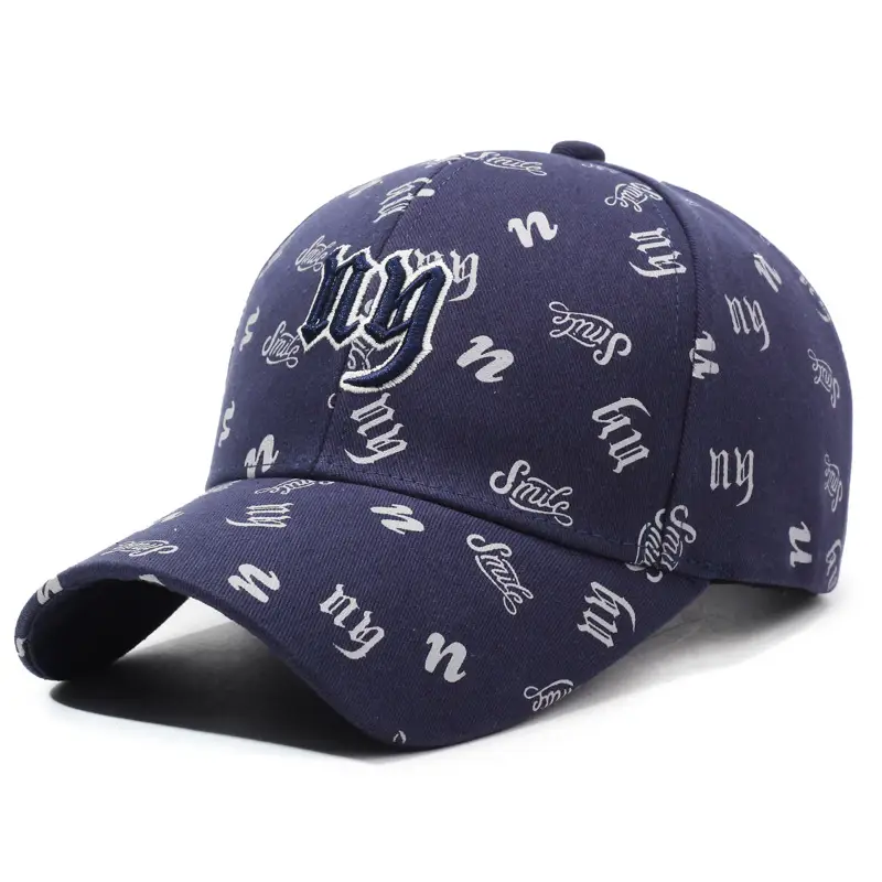 Black Embroidered Baseball Cap with White Letter Print