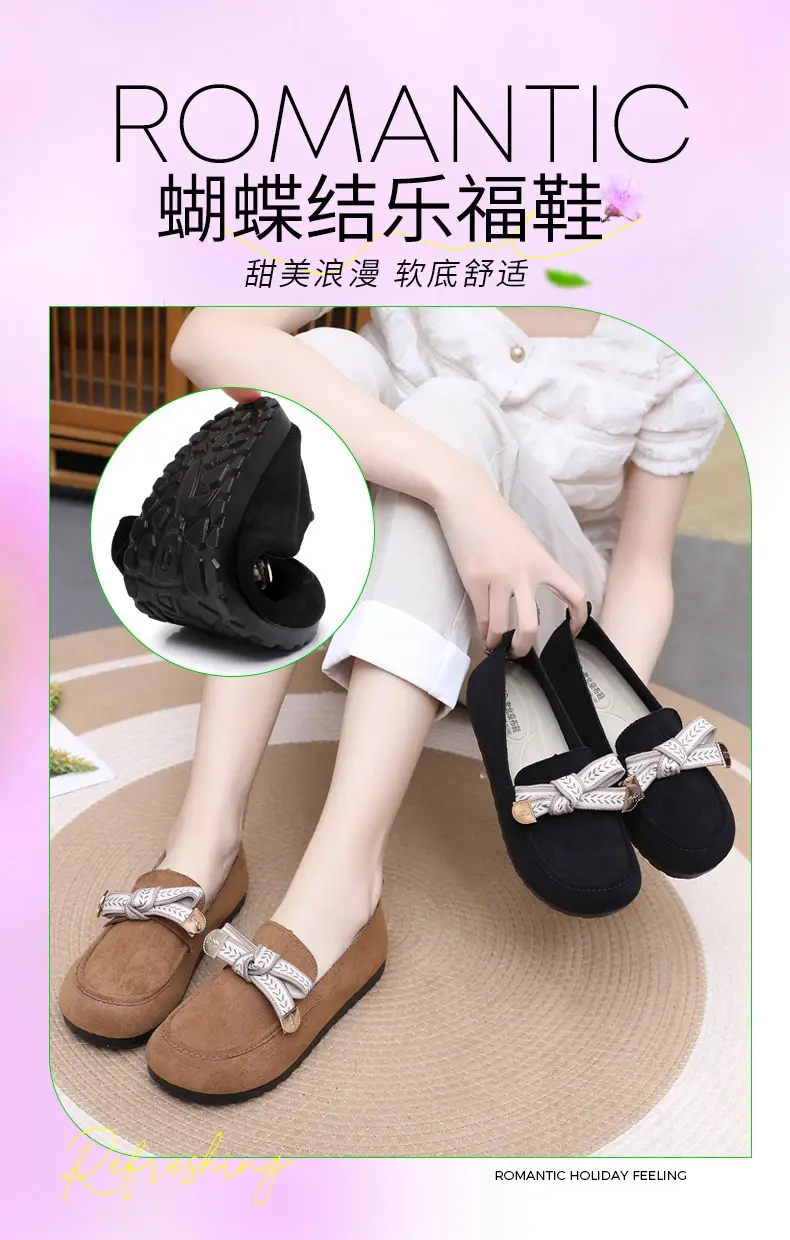 Loafers Women's 2025 Spring New Bow Flat Bean Shoes Soft Bottom Lazy One-Pedal Birkendish Shoes Women — feature 1