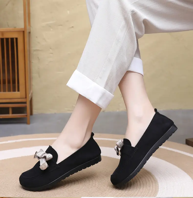 Loafers Women's 2025 Spring New Bow Flat Bean Shoes Soft Bottom Lazy One-Pedal Birkendish Shoes Women — feature 15
