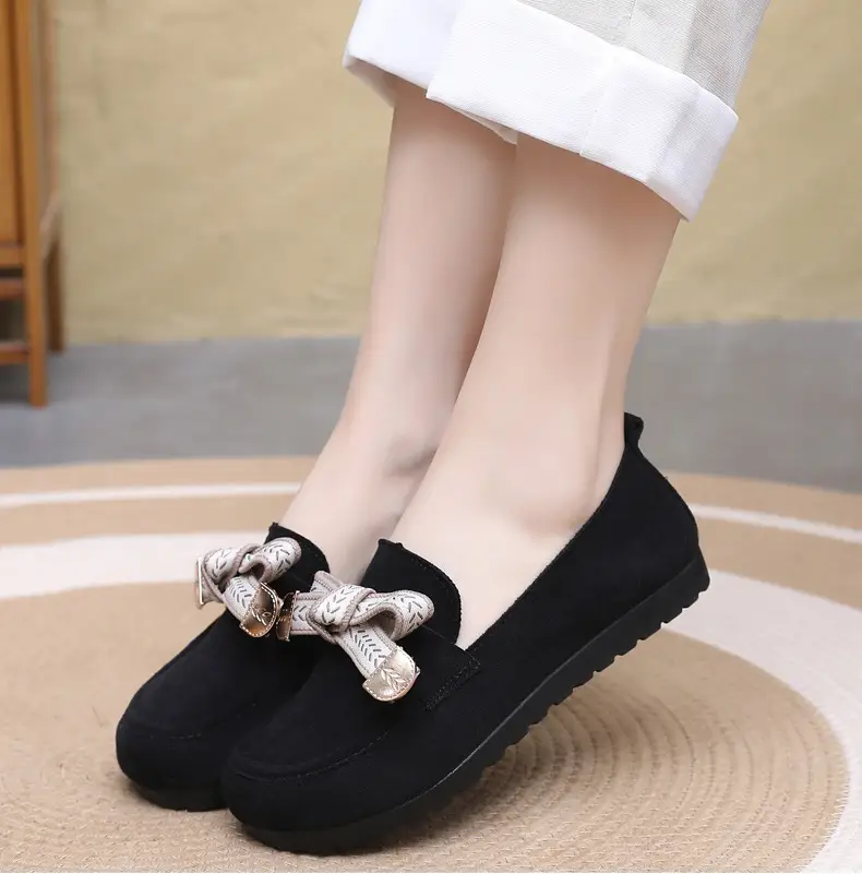 Loafers Women's 2025 Spring New Bow Flat Bean Shoes Soft Bottom Lazy One-Pedal Birkendish Shoes Women — feature 16