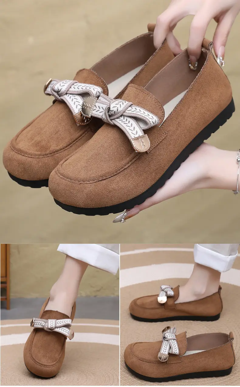 Loafers Women's 2025 Spring New Bow Flat Bean Shoes Soft Bottom Lazy One-Pedal Birkendish Shoes Women — feature 19