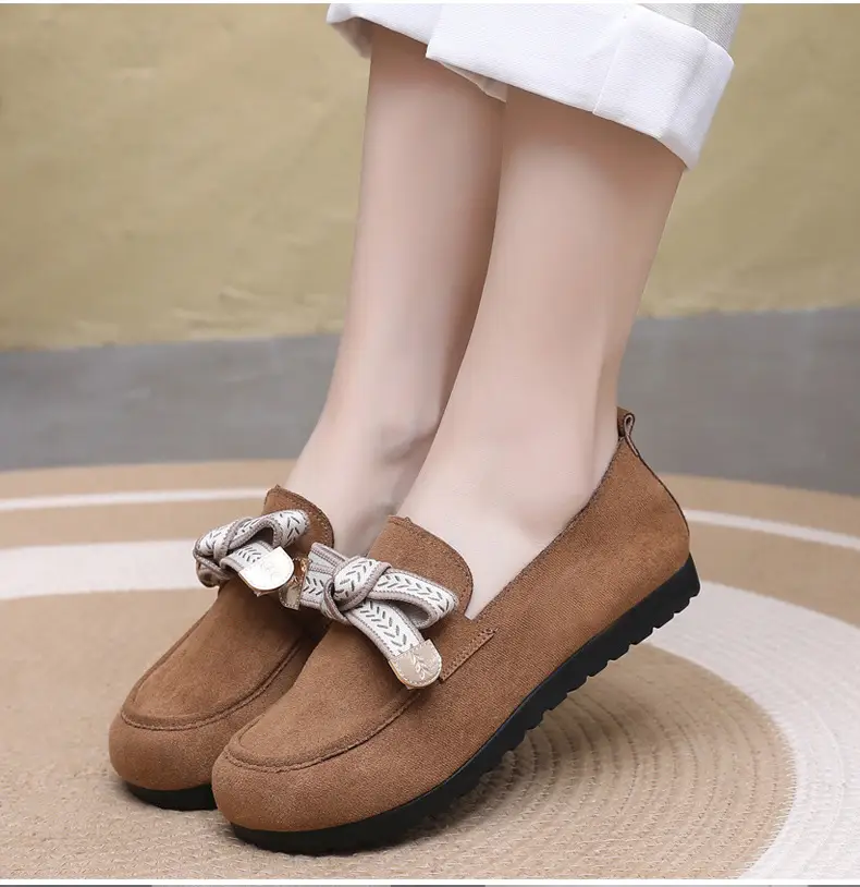 Loafers Women's 2025 Spring New Bow Flat Bean Shoes Soft Bottom Lazy One-Pedal Birkendish Shoes Women — feature 20