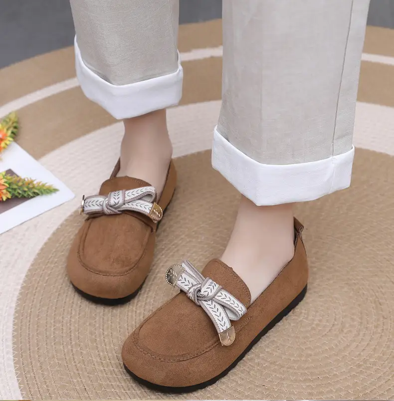 Loafers Women's 2025 Spring New Bow Flat Bean Shoes Soft Bottom Lazy One-Pedal Birkendish Shoes Women — feature 21