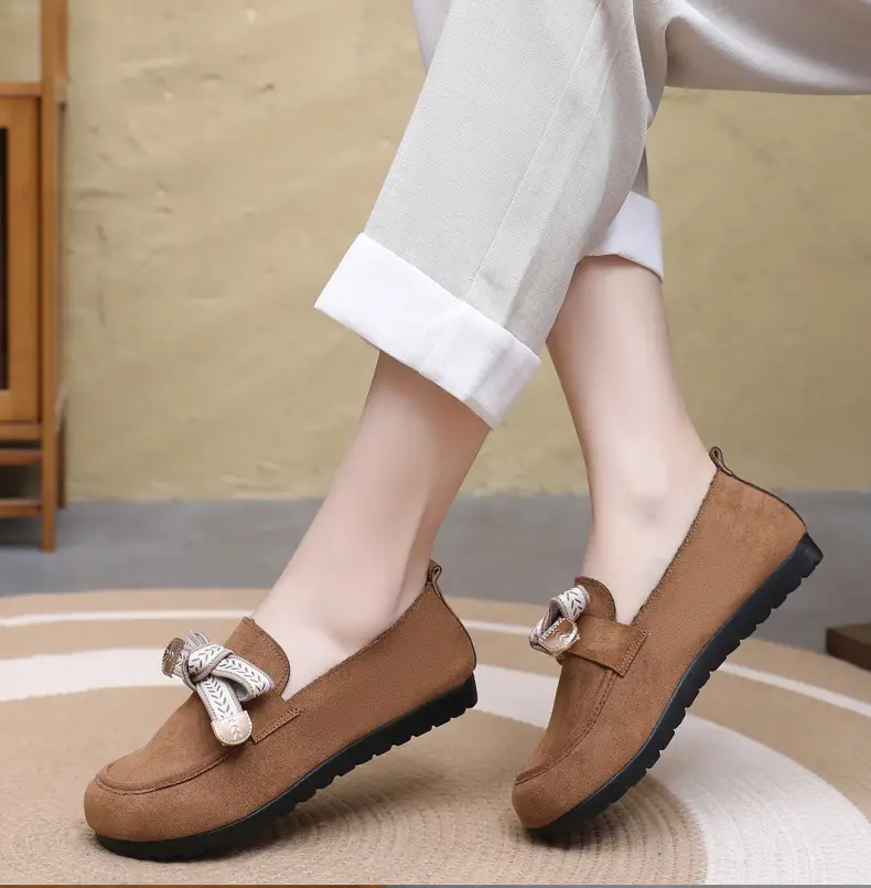 Loafers Women's 2025 Spring New Bow Flat Bean Shoes Soft Bottom Lazy One-Pedal Birkendish Shoes Women — feature 22